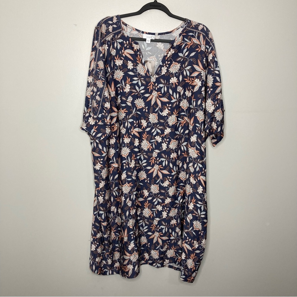 NWT J. JILL Boho Floral V Neck Dress 2X Plus Size